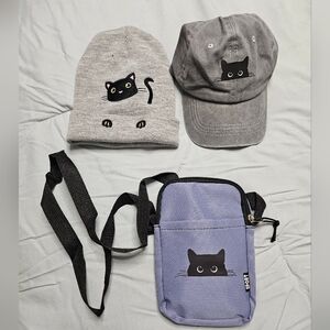 Black cat hat and bag bundle